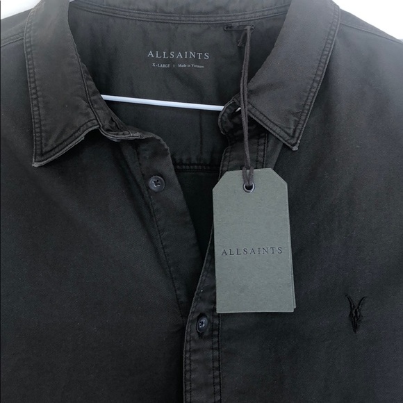 AllSaints XL Short Sleeve Grey Button down - Picture 2 of 4